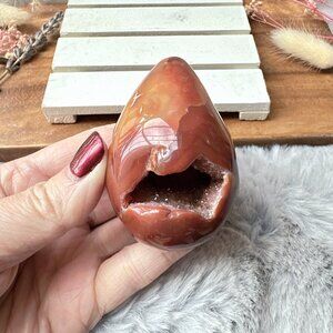 Small Carnelian Druzy Egg